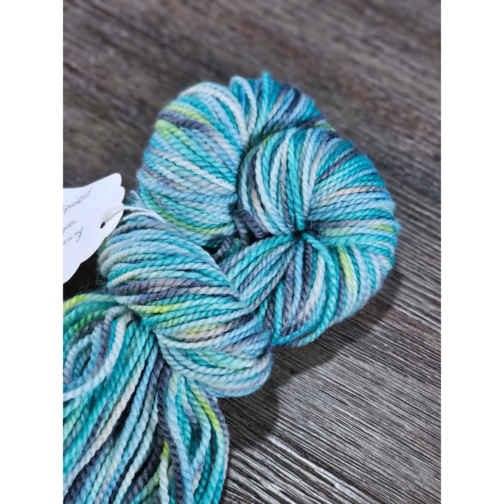 Handpainted Superwash Wool Yarn – Lagoon – ~130 Yards – Fingering Weight