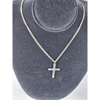Vintage Silver Tone Cross Necklace with Chain Christian Jewelry