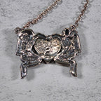 Vintage Sterling Silver Diver Heart Necklace Red Enamel Pendant