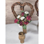 Vintage Grapevine Heart Wall Sconces Set of 2 Rustic Floral Candle Holders