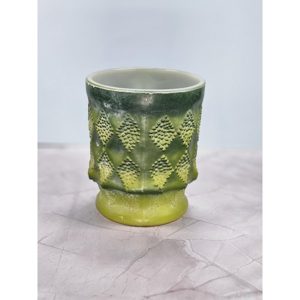 Vintage Anchor Hocking Fire King Kimberly Green Mug Milk Glass USA