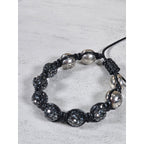 Adjustable Om Bracelet Black Cord Rhinestone Bead Spiritual Bracelet