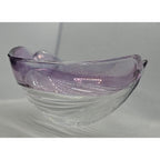 Vintage Ribbed Glass Bowl Purple Satin Edge Serving Dish