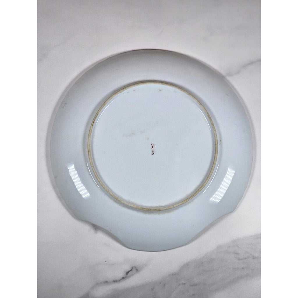 Vintage Cherry Blossom Porcelain Snack Plate Silver Trim
