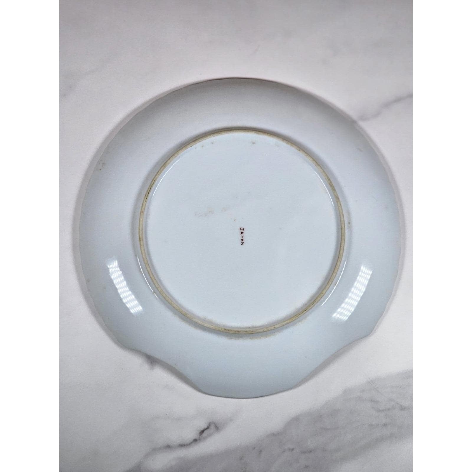 Vintage Cherry Blossom Porcelain Snack Plate Silver Trim
