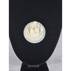 Vintage Carved Rose Pendant Round Floral Medallion Ivory Tone