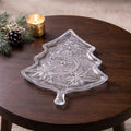 Vintage Soga Japan Frosted Glass Christmas Tree Serving Plate 8x6.5