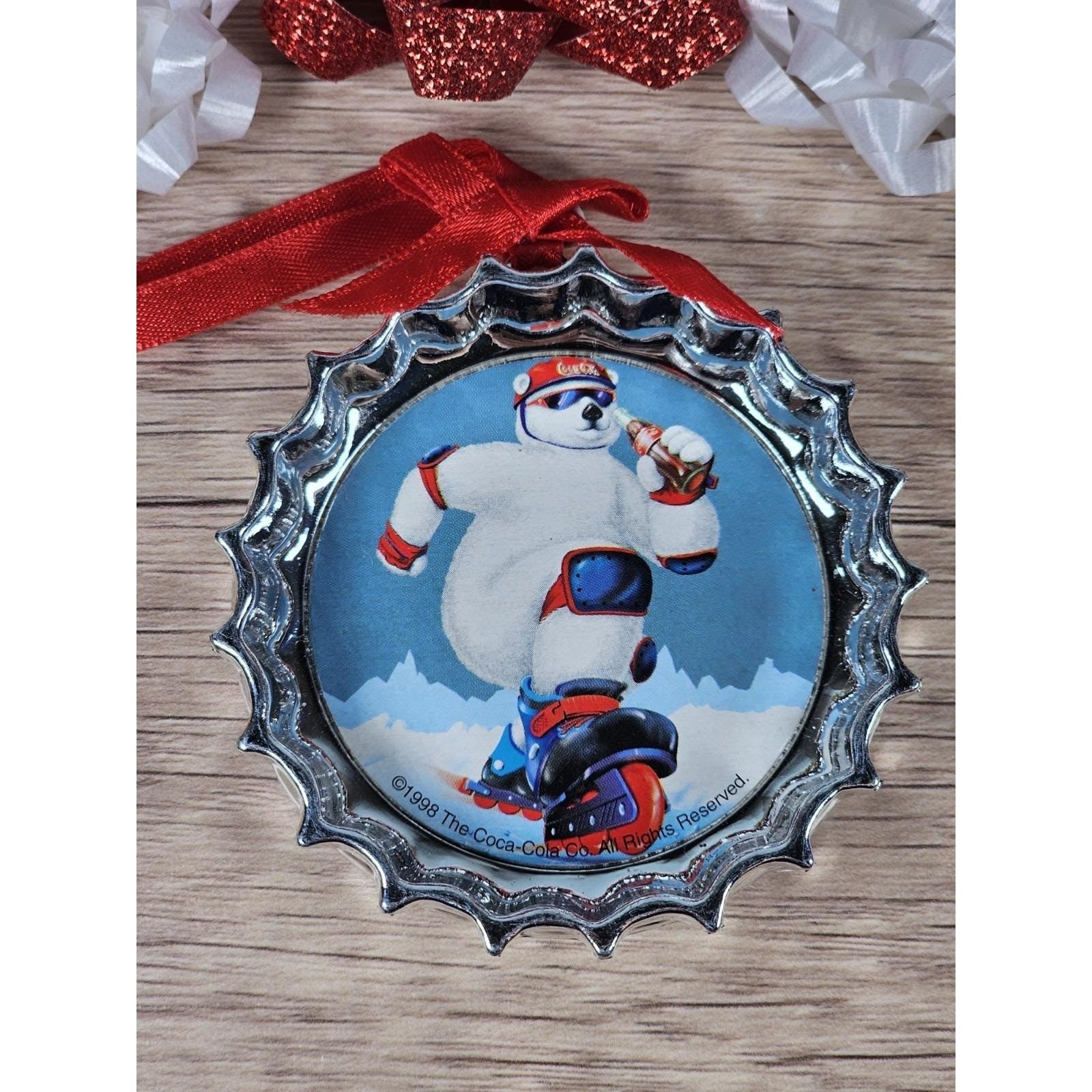 Coca-Cola 1998  Polar Bear Ornament Trim-A-Tree Metal