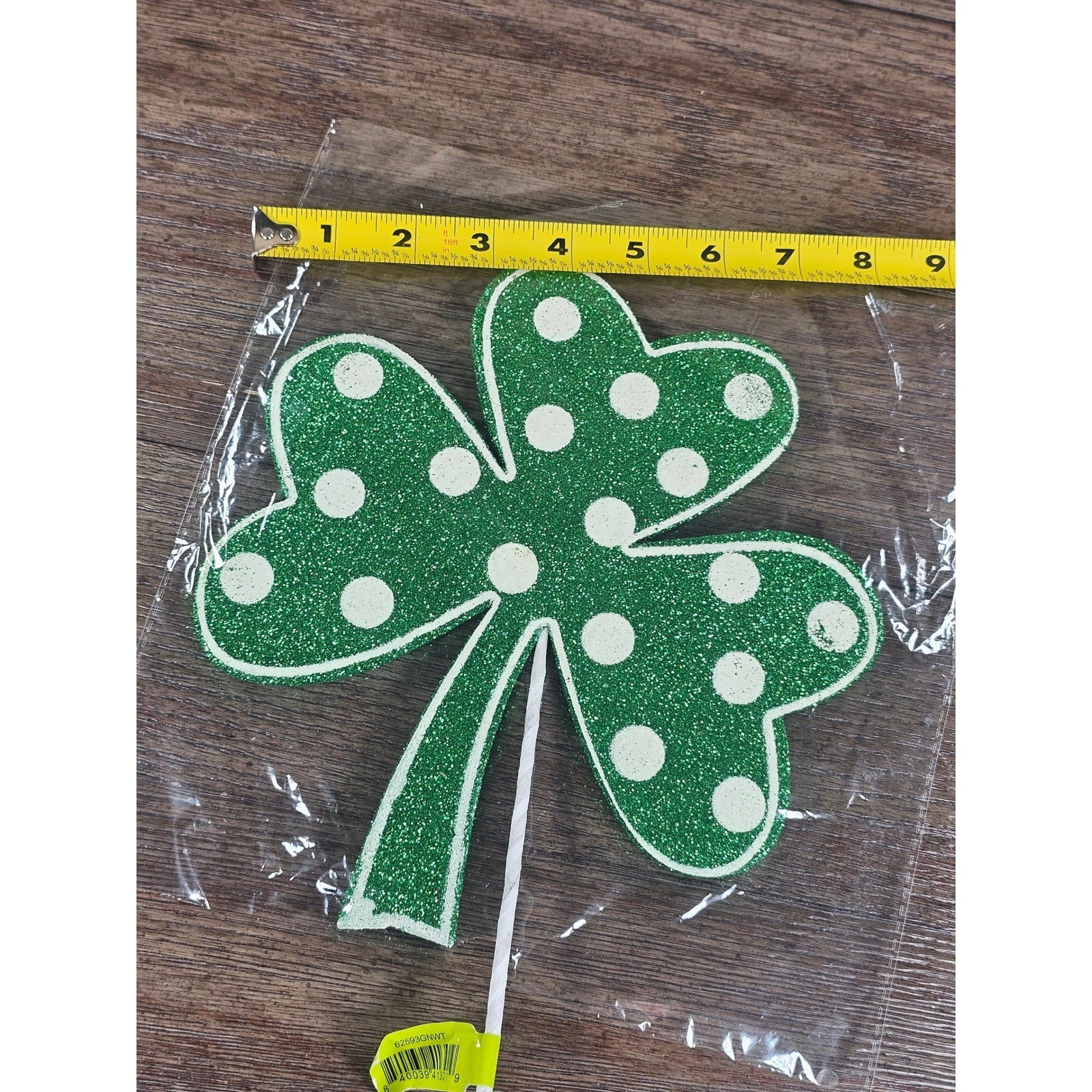Set of 4 Green Polka Dot Clover Sprays 19" Glitter St Patrick Picks