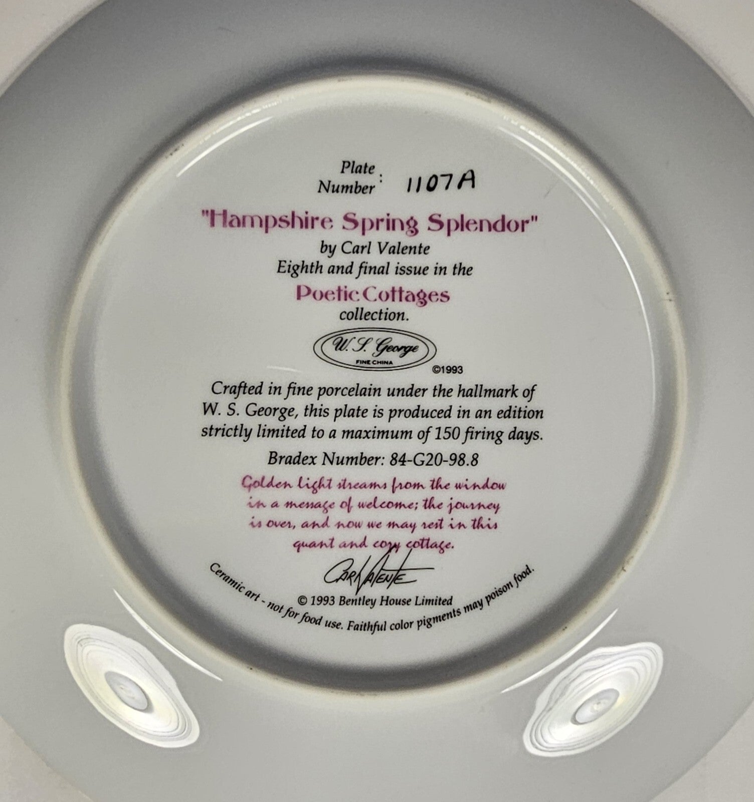 W.S. George “Hampshire Spring Splendor” Plate by Carl Valente Poetic Cottages