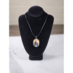 Vintage Madonna Pendant Necklace Oval Religious Medallion