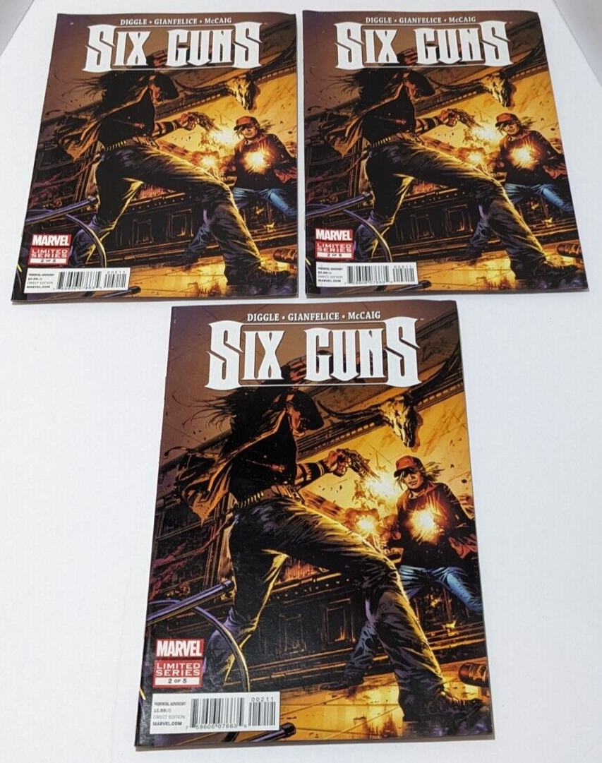 Lot of 7 Six Guns Comics by Marvel #1 (x4) and #2 (x3) 2012