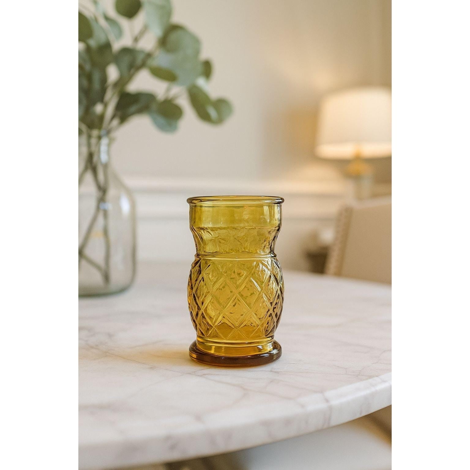 Vintage Wheaton Amber Pineapple Glass | Textured Mid Century Drinkware