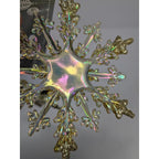 Snowflake Ornaments Set Prismatic Glitter 4 Inch Plastic