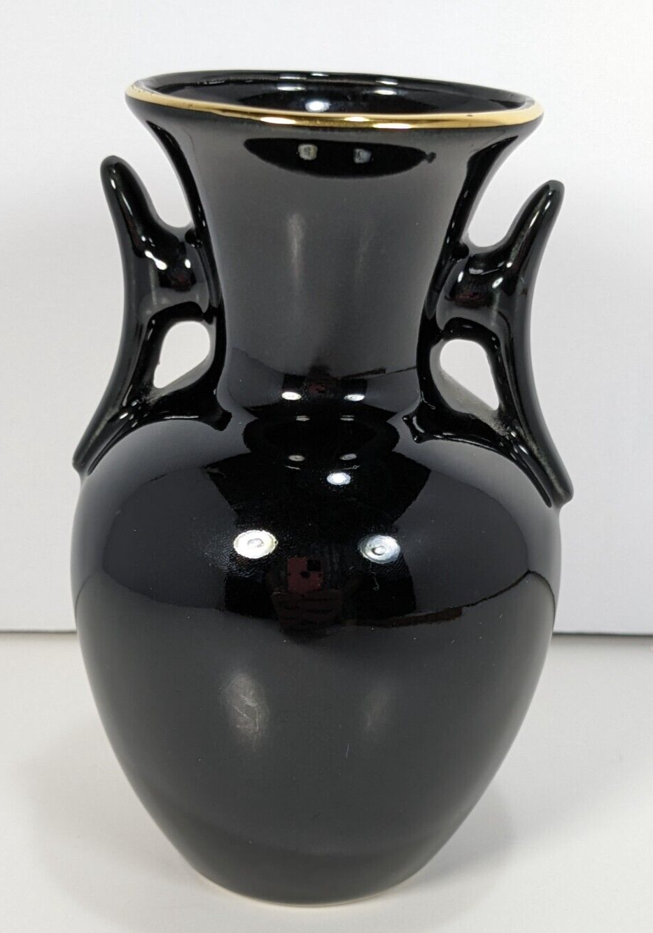 The Art of Chokin Black Vase – 24K Gold Edged – Vintage Japanese Mini Vase