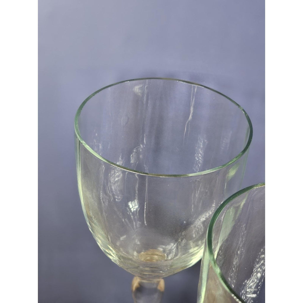 Set of 4 Vintage Crystal Water Goblets – Optic Pattern & Starburst Base