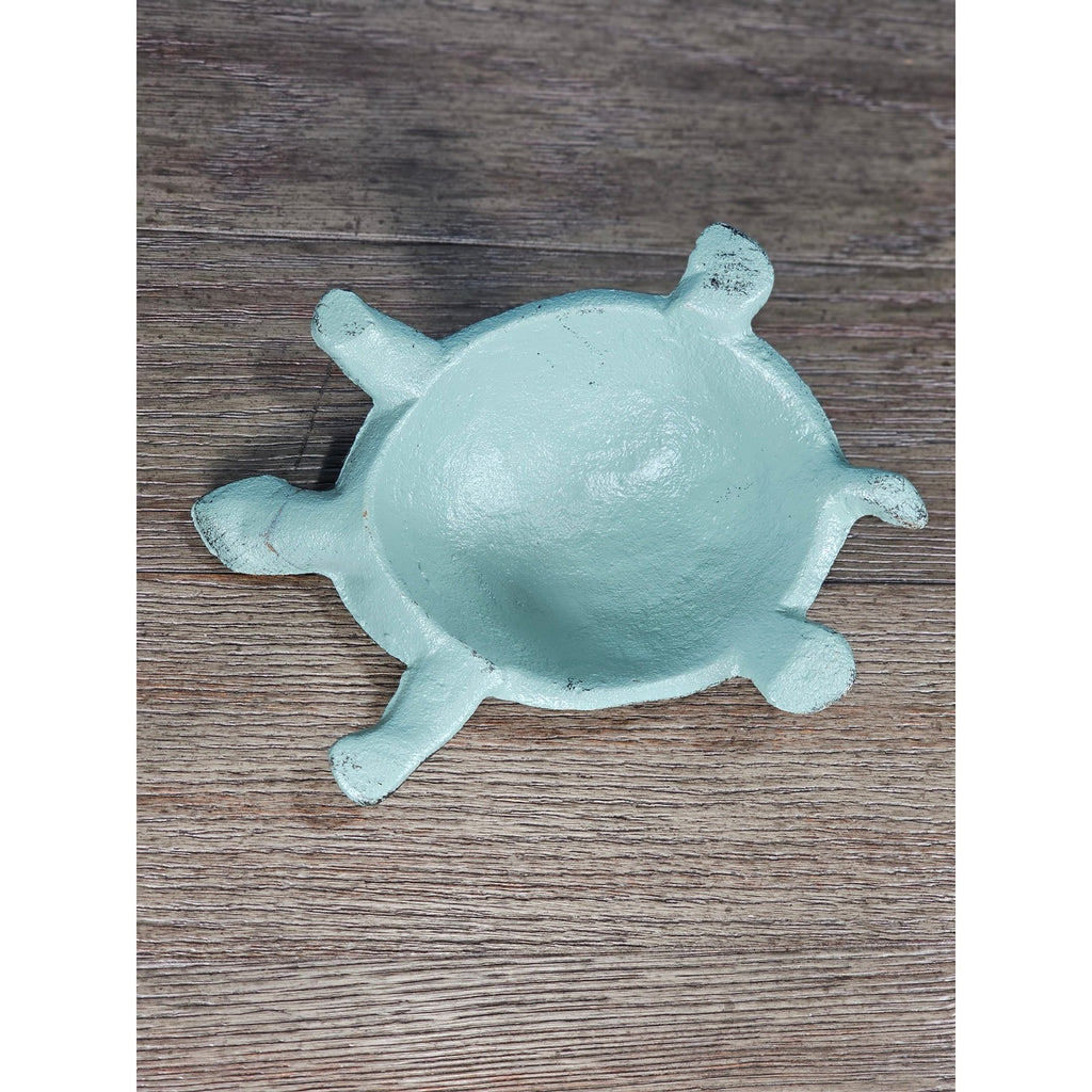 Cast Iron Turtle Decor Tabletop Accent Green Patina Coastal Figurine