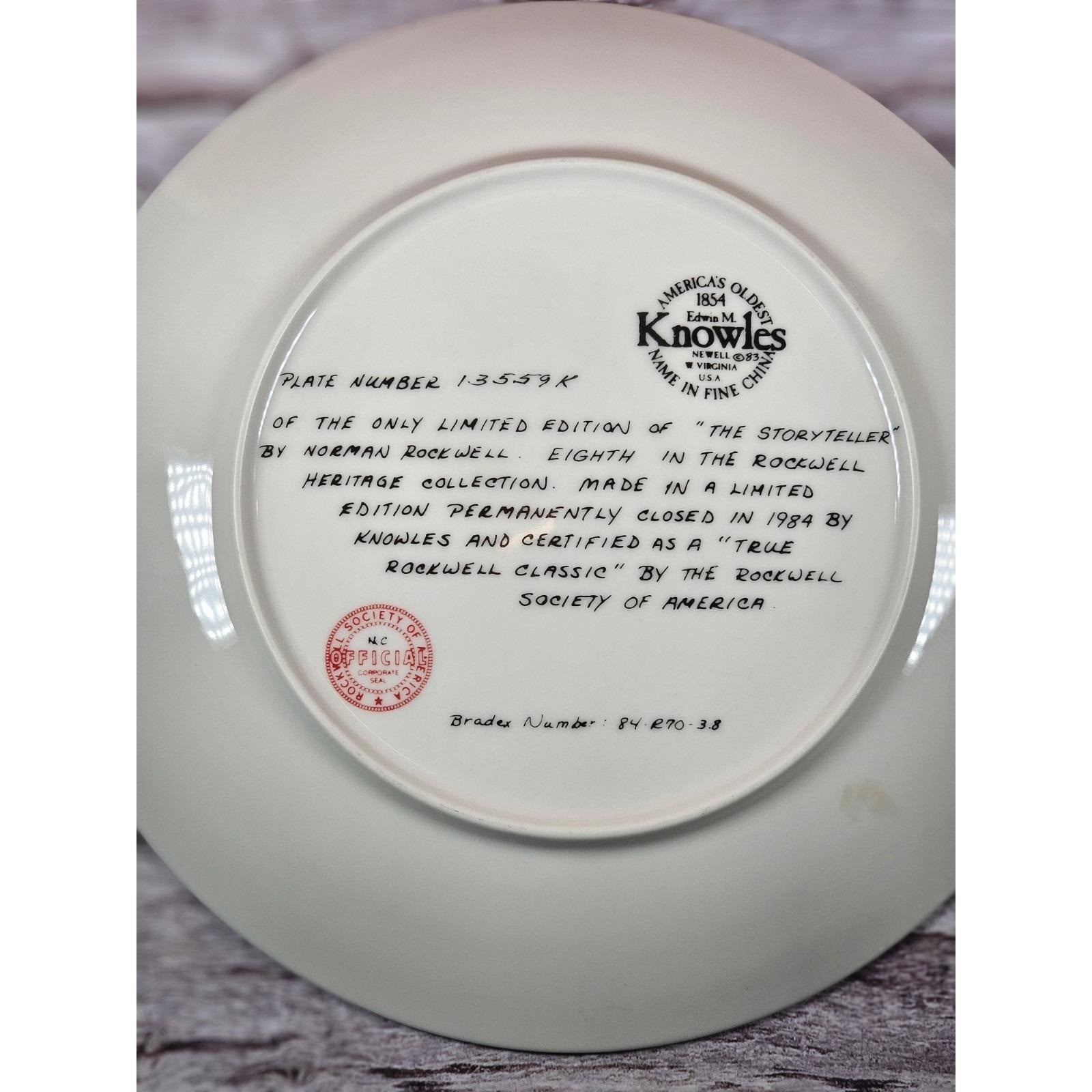 Vintage Norman Rockwell "The Storyteller" Knowles Collector Plate Americana