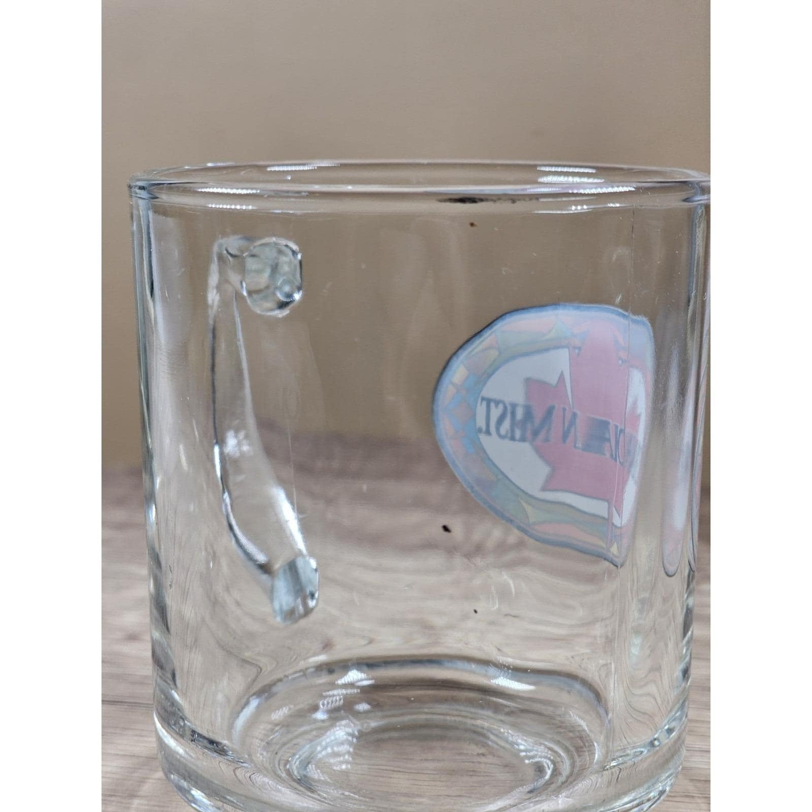 Vintage Canadian Mist Glass Mug Maple Leaf Whiskey Barware