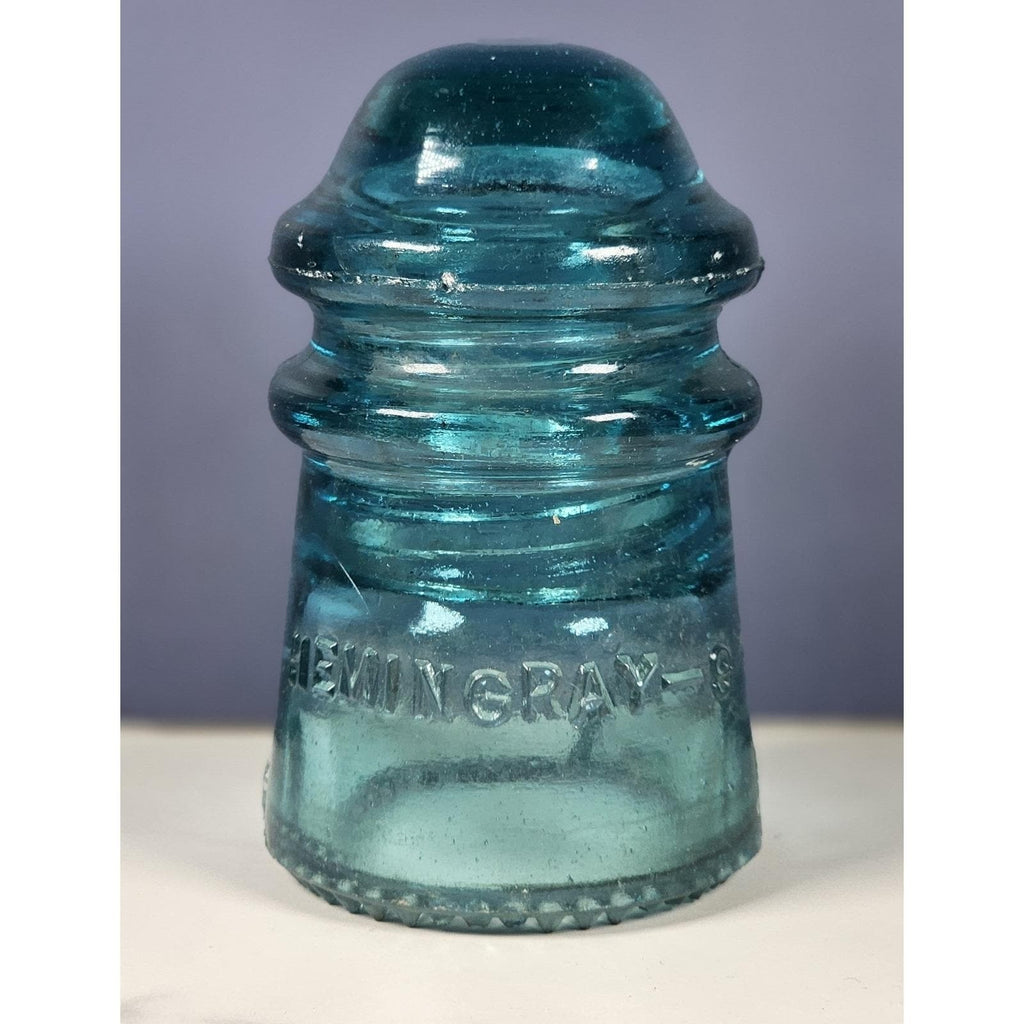 Vintage Hemingray No 9 Glass Insulator Blue May 2 1893