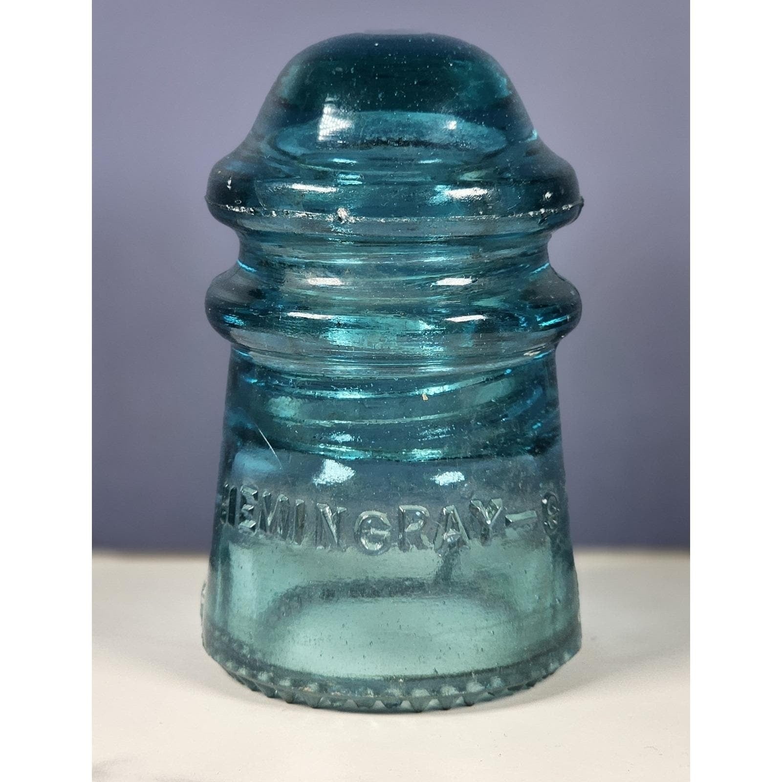 Vintage Hemingray No 9 Glass Insulator Blue May 2 1893