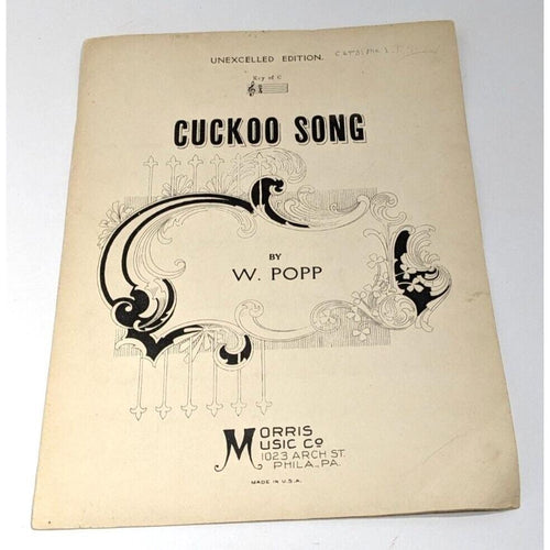 Cuckoo Song Sheet Music W Popp 1932 Vintage Piano Music