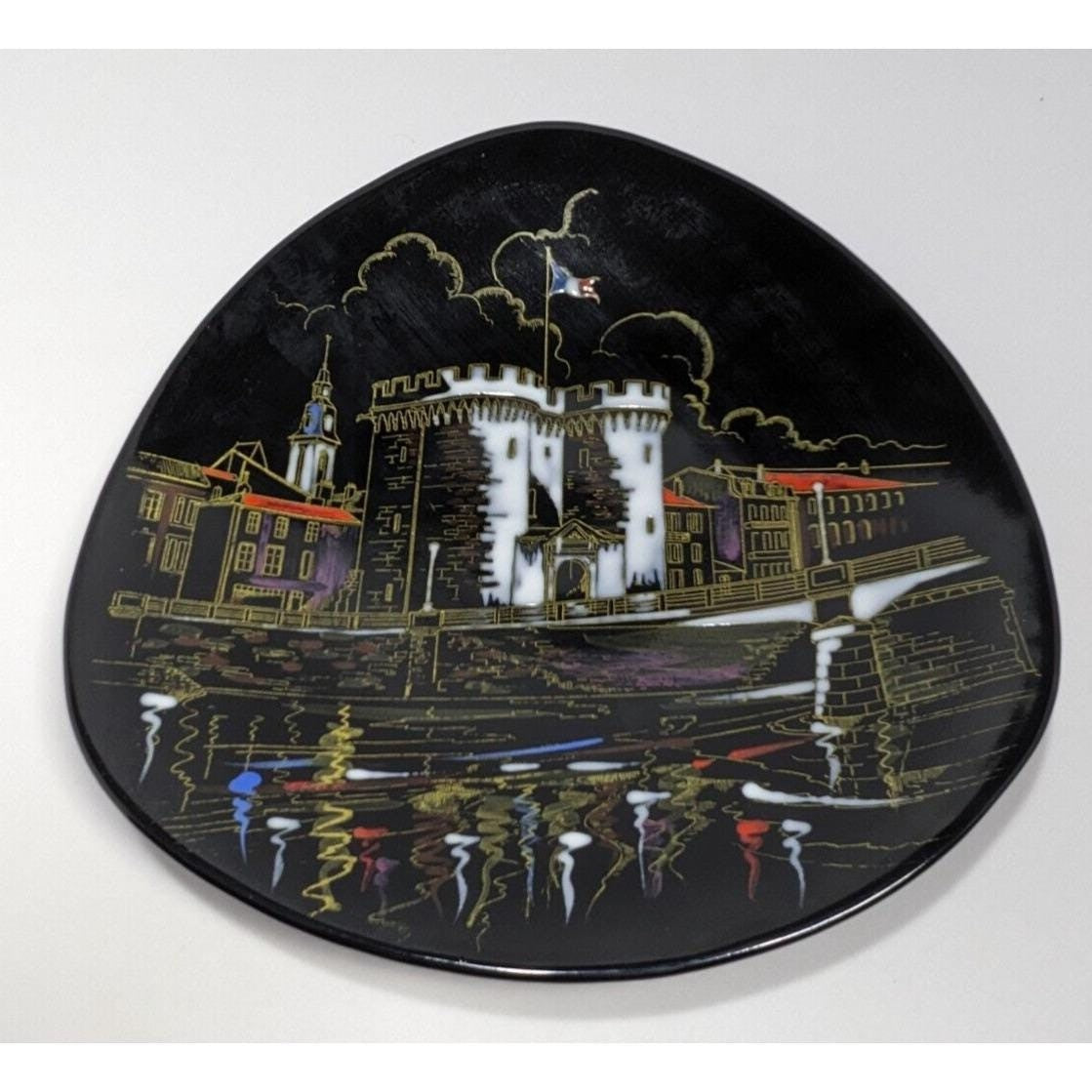 Vintage Longwy France Verdun Porte Chaussee Plate Hand Decorated