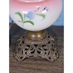 Vintage Hand-Painted Milk Glass Table Lamp | Pink Floral | Project Piece