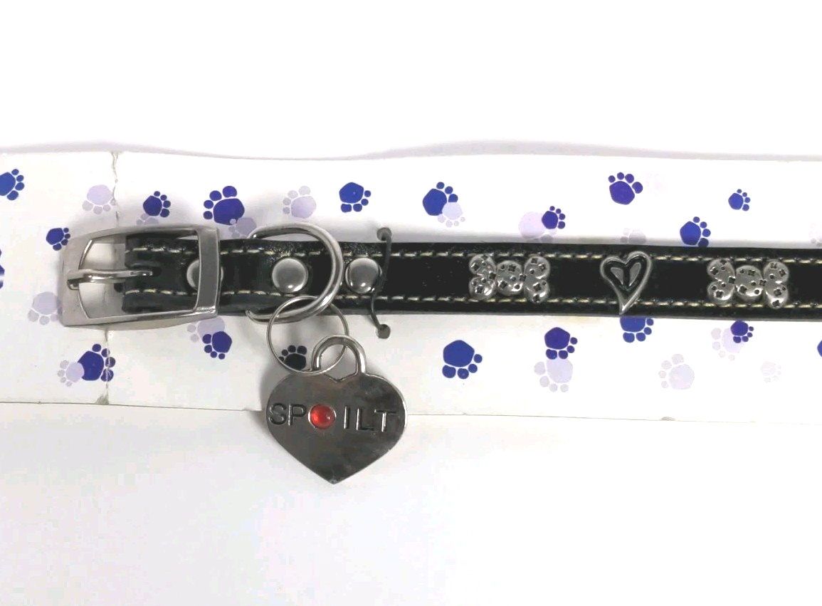 Hermitage Pottery Leather Dog Collar with Heart & Bow for Small Dogs – Vintage D