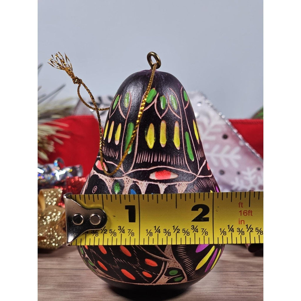 Peruvian Lucuma Gourd Bird Ornament Hand Carved Folk Art