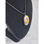 Vintage Hindu Deity Pendant Necklace Oval Religious Medallion