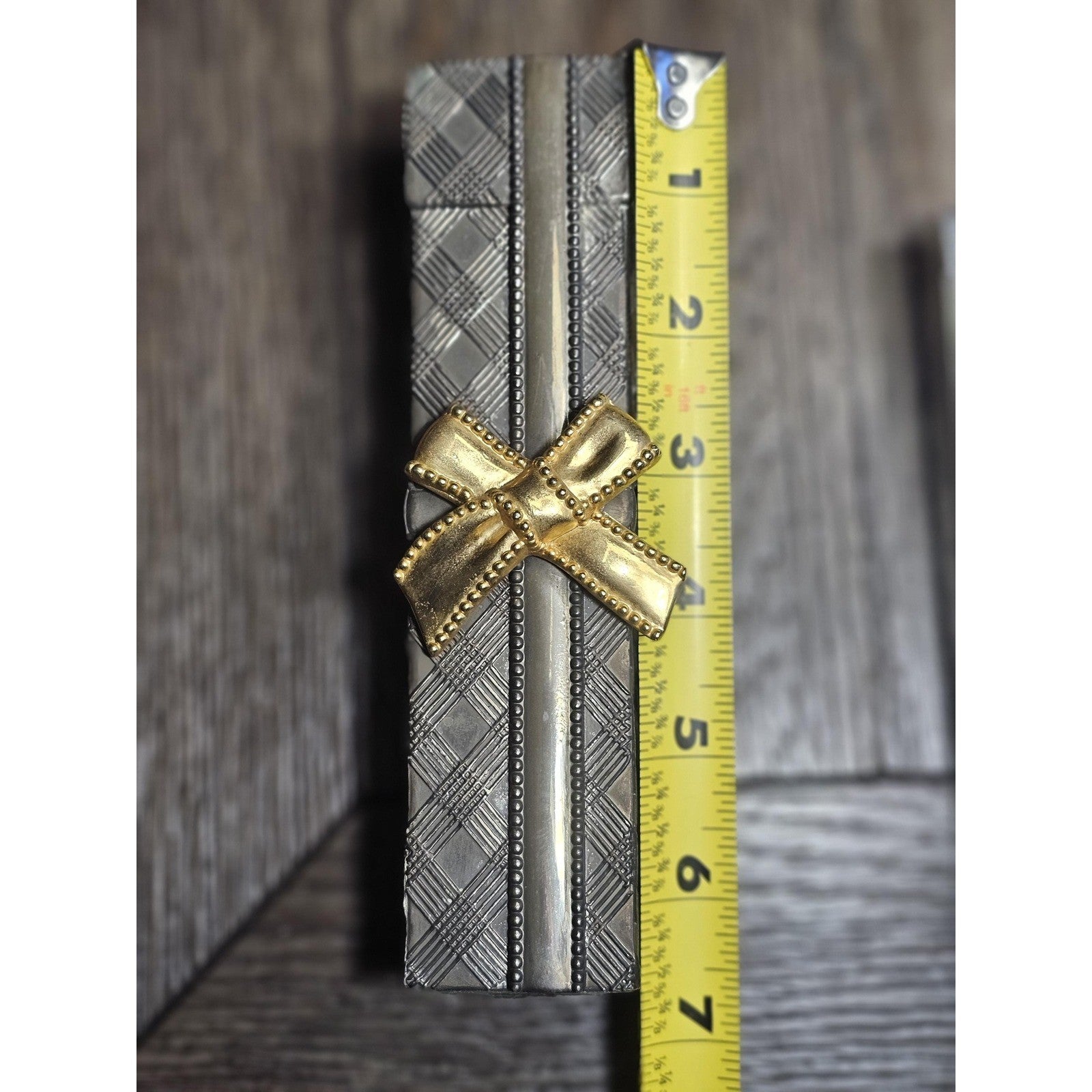 Vintage Godinger Silver Plated Bud Vase with Gold Bow 1991 Black Metal Decor