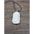 Vintage Buffalo Bone Carved Woman Pendant Necklace 2.5 x 1 Inch