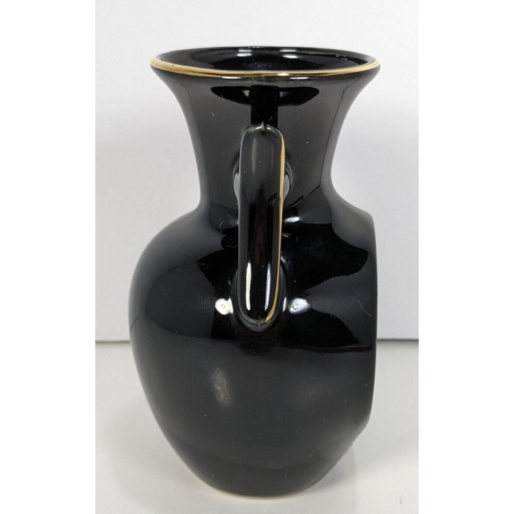Art of Chokin Dolphin Mini Vase Black Gold Japan 5" Vintage