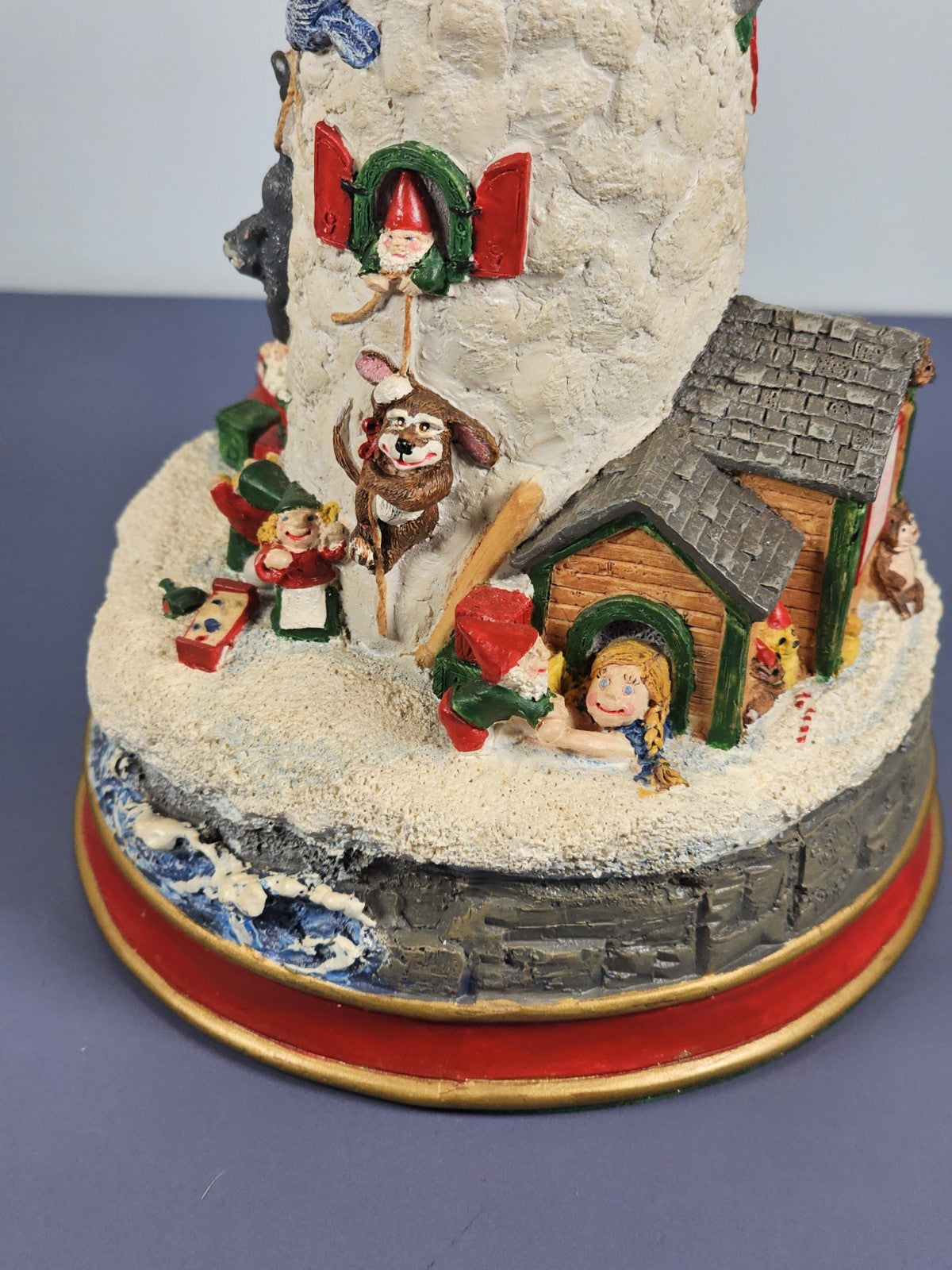 Danbury Cheryl Collin Lighthouse Xmas Candlestick Filling Santa Sack Waiting