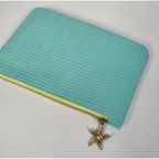 IPSY Turquoise Glam Bag Wave Texture Starfish Zipper Makeup Pouch