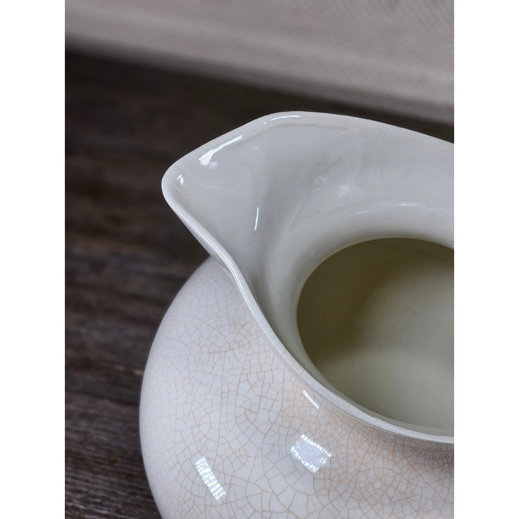 Vintage White Crackle Glaze Vase 12.5in Farmhouse Display