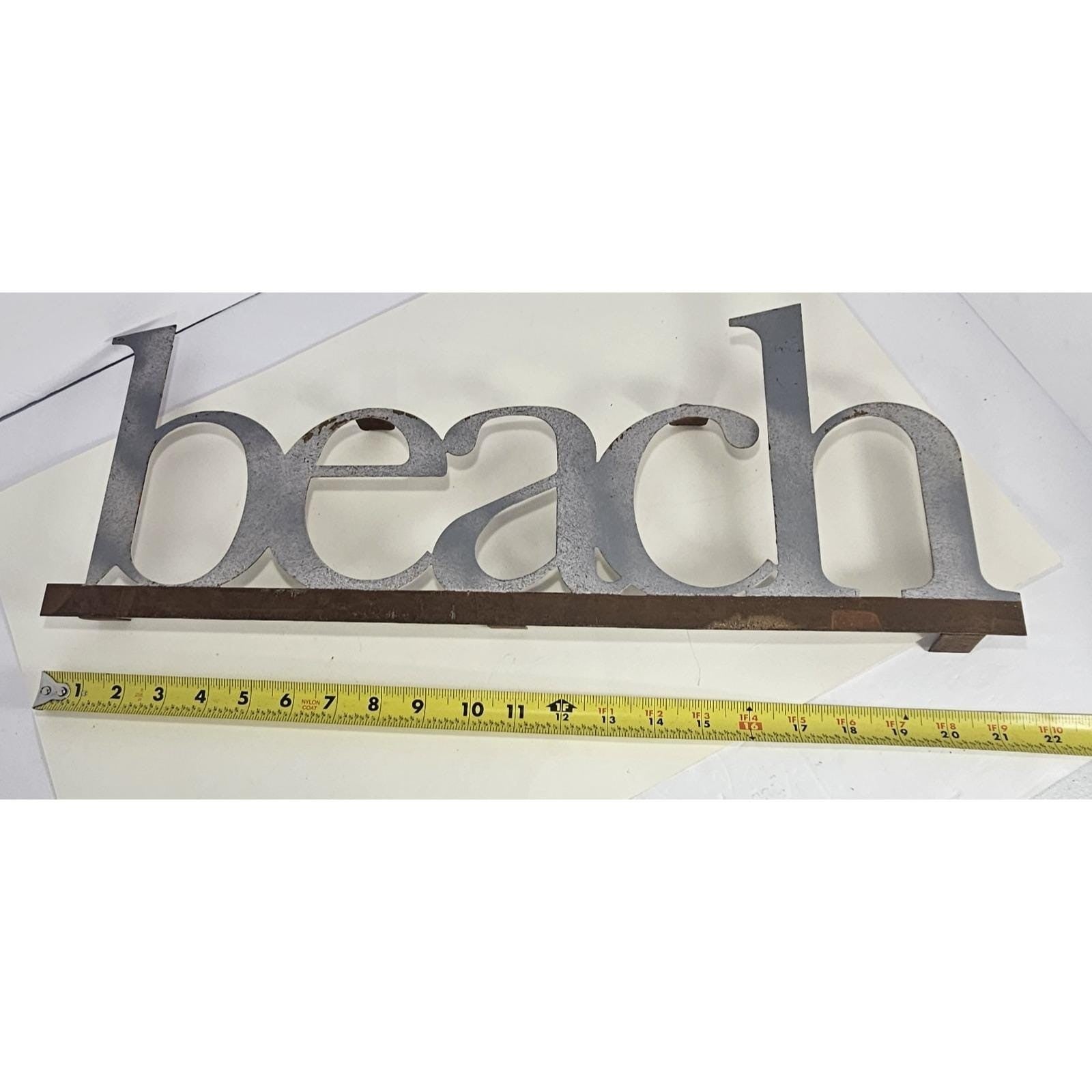 Vintage Metal BEACH Wall Sign Rustic Coastal Pop Out Letters