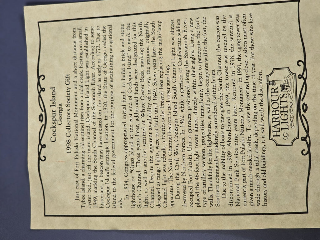 Harbour Lights Lighthouse #508 Cockspur Island, Georgia