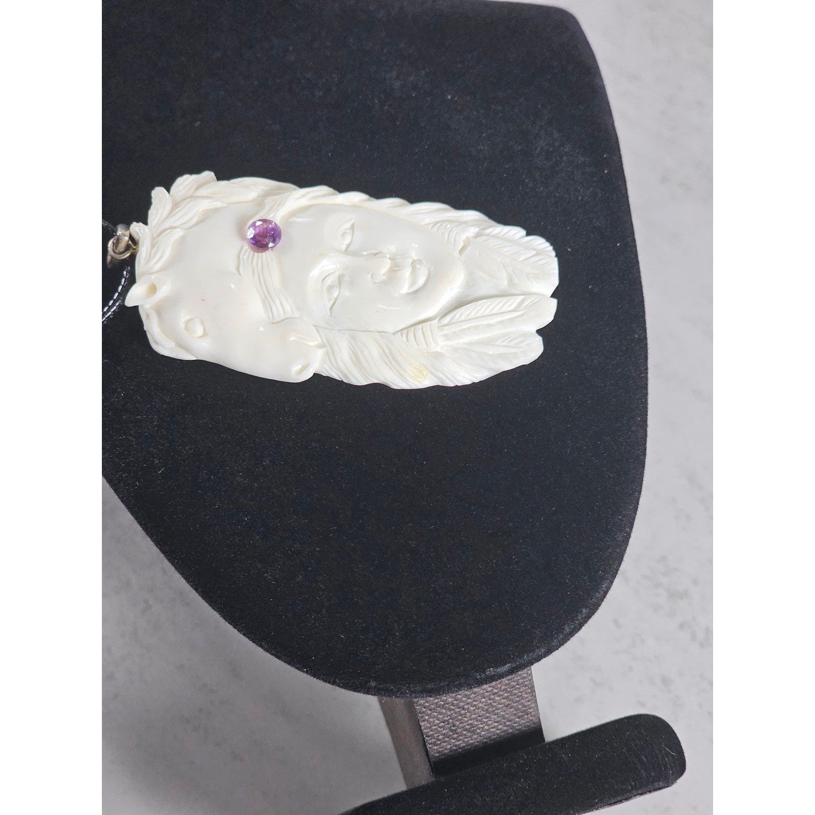 Vintage Carved Native American Horse Headdress Pendant