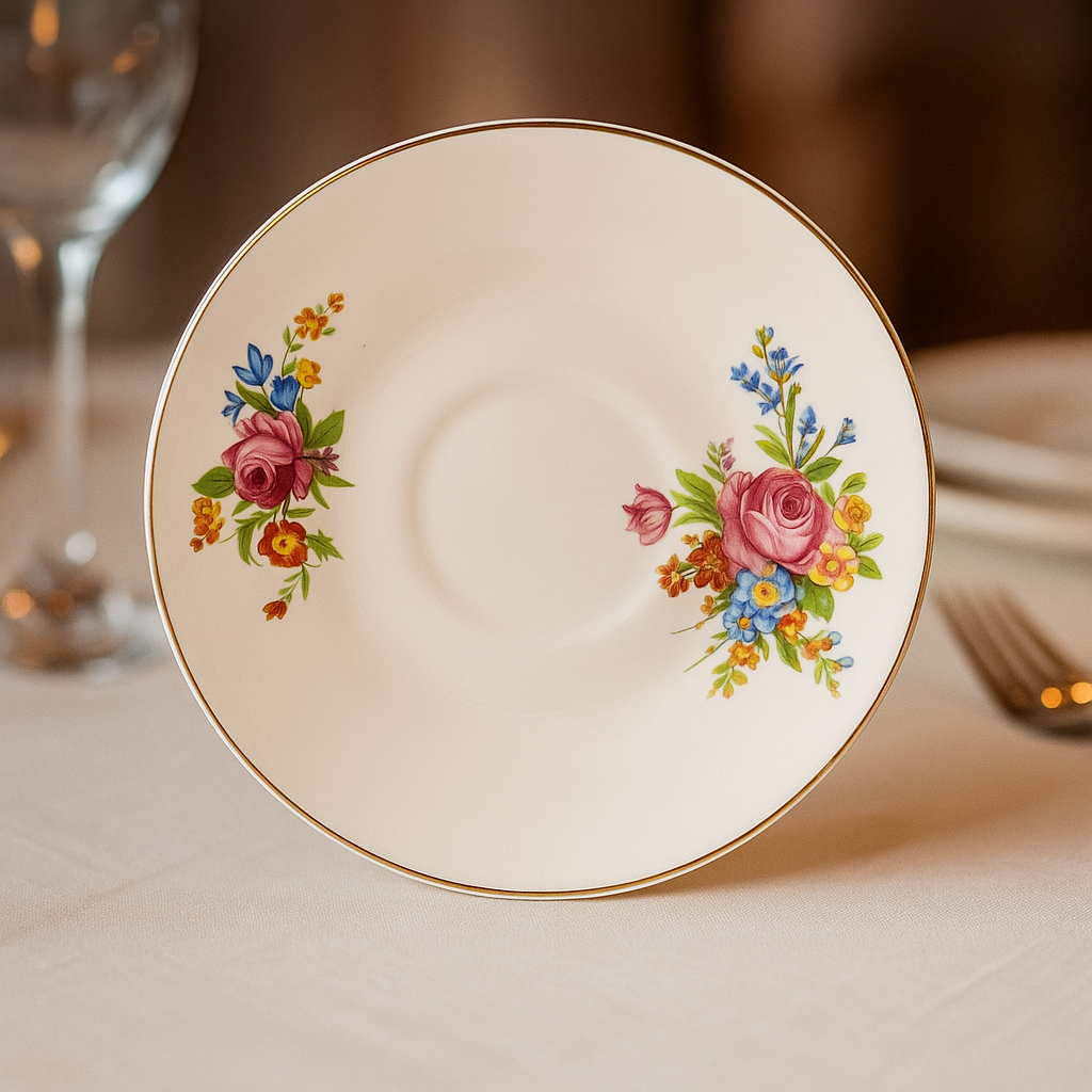 Vintage Clare Bone China Saucer 5.5” Floral Gold Trim English Fine China Plate