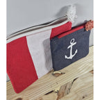 Mud Pie Sea Icon Anchor Cosmetic Case & Jute Carryall Bag Set of 2