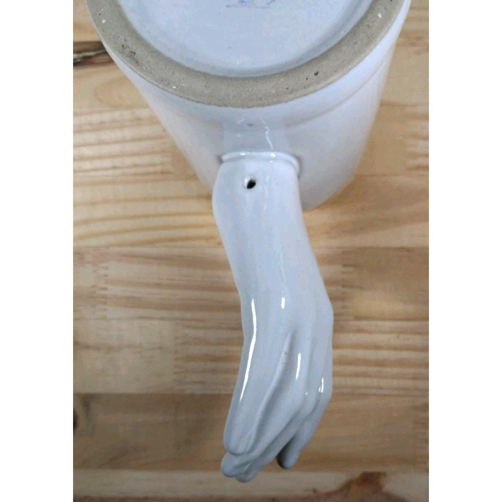 Vintage Gerz West Germany White Beer Stein Sculptural Hand Handle