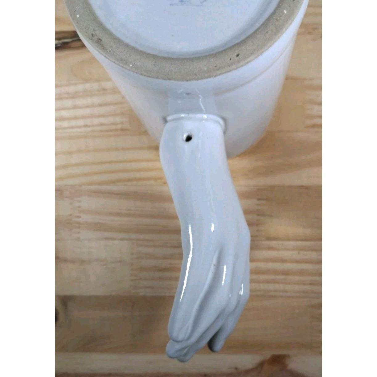 Vintage Gerz West Germany White Beer Stein Sculptural Hand Handle