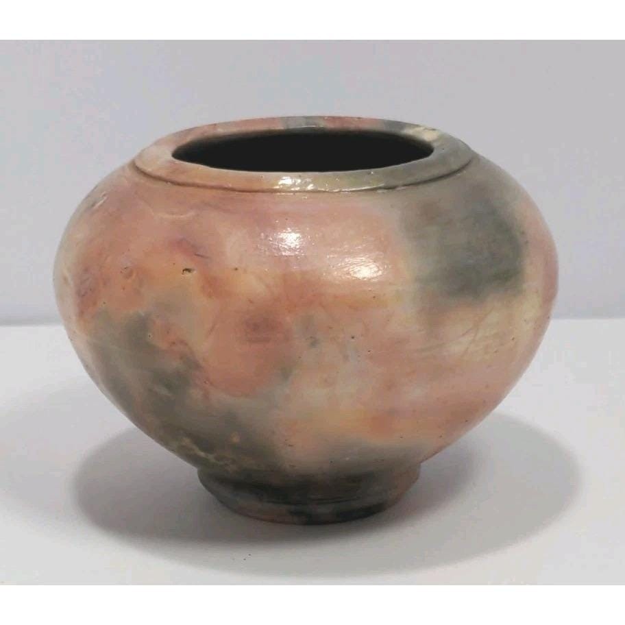 Vintage Studio Pottery Vase Artist Signed Pink Gray Glaze Vase