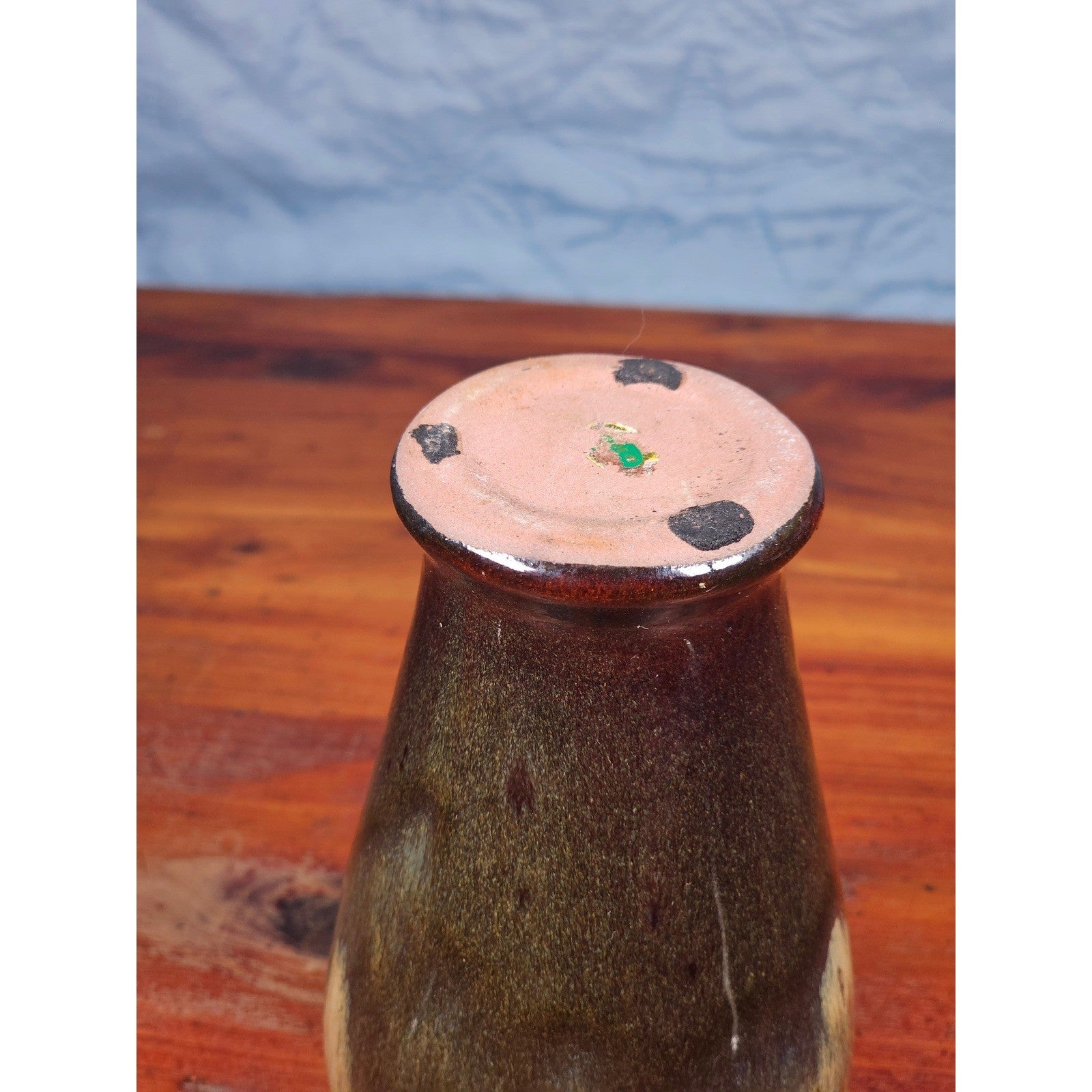 Small Drip Glaze Ceramic Vase Earth Tones Decorative Accent Piece