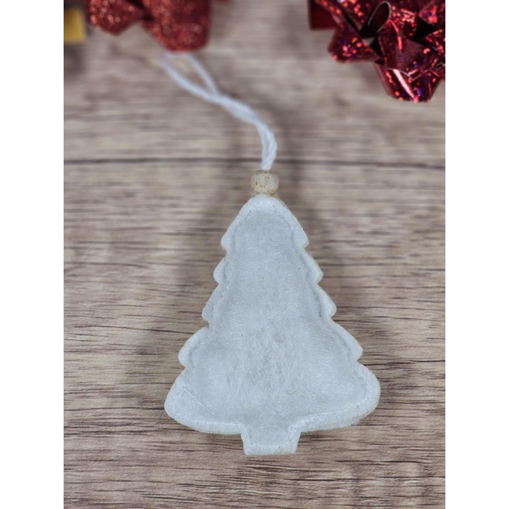 Felt Christmas Tree Ornaments Gray White Sparkle Set of 3