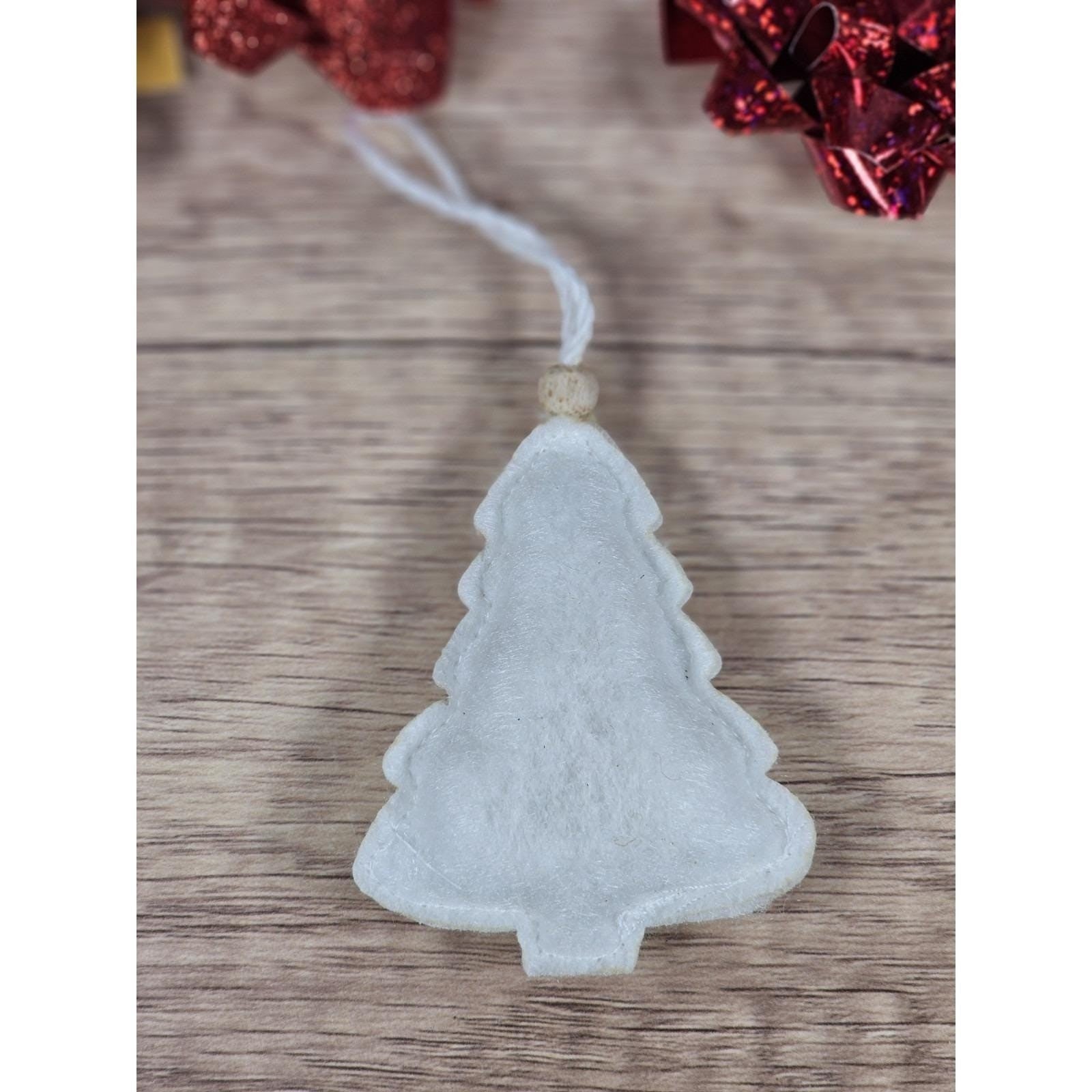 Felt Christmas Tree Ornaments Gray White Sparkle Set of 3
