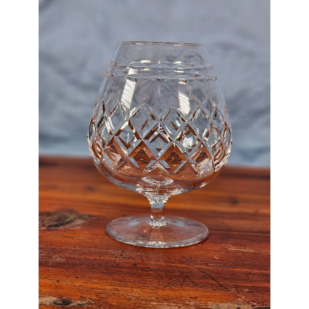 Vintage Crystal Brandy Snifter Diamond Cut Cognac Glass Stemmed