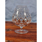 Vintage Crystal Brandy Snifter Diamond Cut Cognac Glass Stemmed